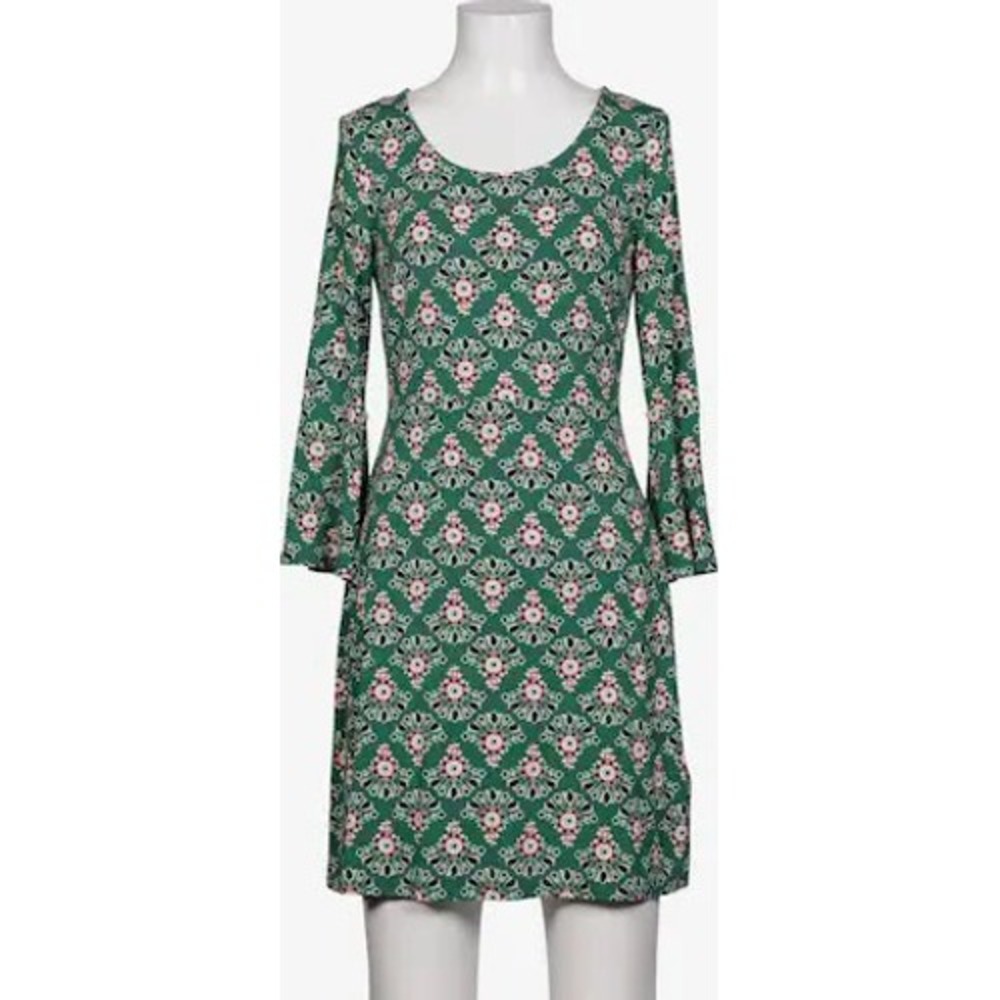 Boden Bell Sleeve Shift Dress 18L Green Floral Medallion Stretch Mod Retro 60s